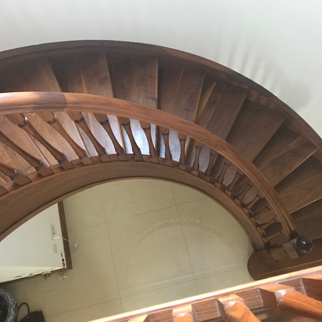 Walnut Curved Stairs.